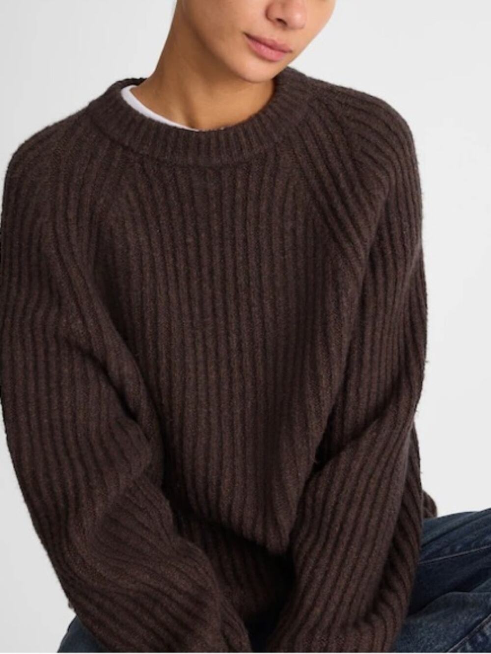 Madewell Super Soft Ribbed Cotton Blend Sweater in molasses Size S